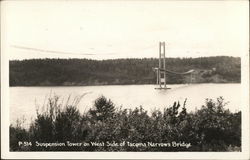 Suspension Tower on West Side of Tacoma Narrows Bridge Postcard