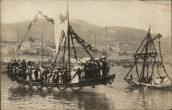 Two Decorated Boats in Water Carrying People Postcard