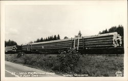 140 Ft. Fir Pilings Loaded on 3 Flat Cars, Western Washington Logging Postcard Postcard Postcard