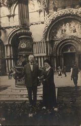 Dr. and Mrs. S. J. Podlewski in Front of St. Mark's Cathedral Postcard