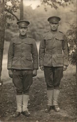 Two Soldiers Posing in Military Uniform Postcard