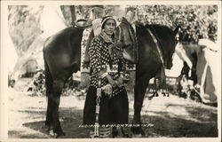 Indians of Montana - Native American Woman Standing With Horse Postcard Postcard Postcard