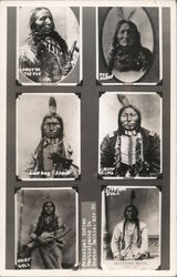 Six Pictures: Principal Indian Participants in Custer Battle Postcard