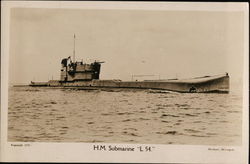 H.M. Submarine "L 54" World War I Postcard Postcard Postcard