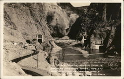 Black Canyon Showing Diversion Tunnel Outlets and Blasting Postcard