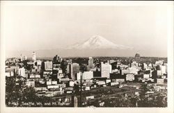 View of City and Mount Rainier Seattle, WA Postcard Postcard Postcard