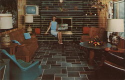 Hilltop Slate Company - Woman Sitting in Front of Fireplace Middle Granville, NY Postcard Postcard Postcard