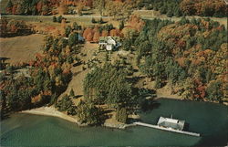 Autumn Aerial View of Lagoon Manor Bolton Landing, NY Postcard Postcard Postcard