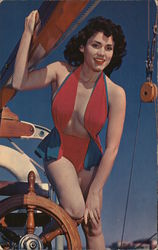 Sailboat Girl Swimsuits & Pinup Postcard Postcard Postcard