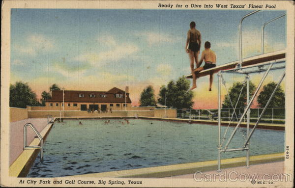 Ready for a Dive Into West Texas' Finest Pool Big Spring, TX Postcard