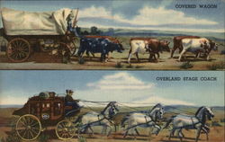 Covered Wagon/Overland Stagecoach Denver, CO Postcard Postcard Postcard