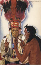 "The Sign Talkers" - Blackfeet Chieftains No Runner and Hair Coat Postcard