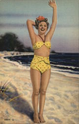 Girl in yellow swimsuit Postcard