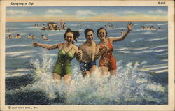 Enjoying A Dip Swimsuits & Pinup Postcard Postcard Postcard