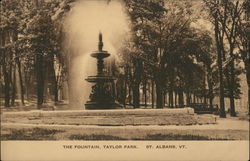 The Fountain in Taylor Park St. Albans, VT Postcard Postcard Postcard