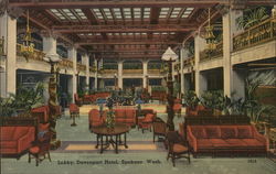 Lobby, Davenport Hotel Postcard