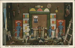 Powamu Altar of Hopi Indians, Fred Harvey Indian Building Postcard