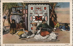 Navajo Indians Spinning Yarn for Rugs Postcard