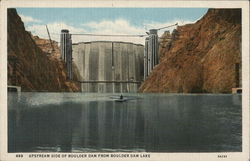 Upstream Side of Boulder Dam from Boulder Dam Lake Arizona Postcard Postcard Postcard