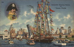 Gasparilla Entering Harbor at Tampa, Florida Postcard