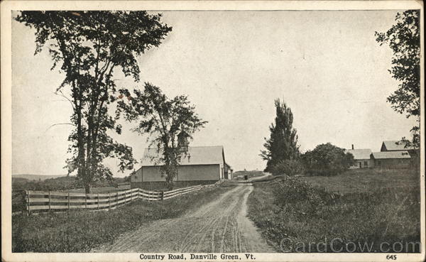 Country Road, Danville Green Vermont Postcard