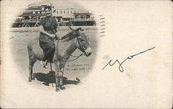 Woman Riding Donkey Atlantic City, NJ Postcard Postcard Postcard