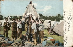 Soldiers with Gear and Tents Postcard