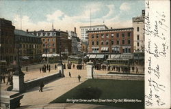 Harrington Corner and Main Street from City Hall Postcard