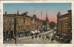 Street Scene Hudson, MA Postcard Postcard Postcard