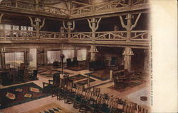 Interior of Old Faithful Inn, Yellowstone Park Postcard