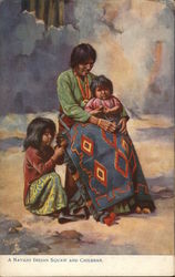 Navajo Indian Squaw and Children Native Americana Postcard Postcard Postcard