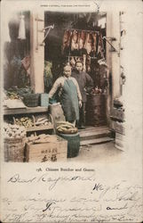 Chinese Butcher and Grocer Postcard