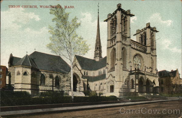 Union Church Worcester, MA Postcard