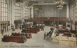 Main Waiting Room, Southern Pacific Depot Postcard