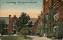 Downer College, Walk at Entrance to Merrill Hall Postcard