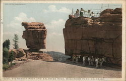 Steamboat Rock and Balanced Rock, Mushroom Park, Garden of the Gods Postcard