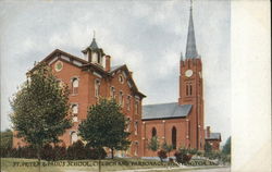 St. Peter & Paul's School, Church and Parsonage Huntington, IN Postcard Postcard Postcard