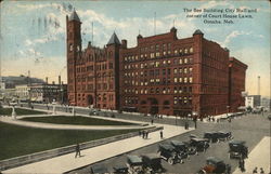 Bee Building, City Hall and Corner of Court House Lawn Postcard