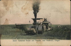 Steam Combined Header and Thresher near Pendleton, Oregon Farming Postcard Postcard Postcard