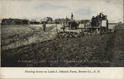 Plowing Scene on Louis J. Johnson Farm Postcard