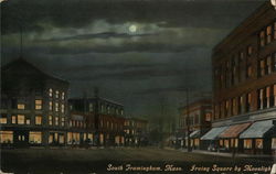 Irving Square by Moonlight Framingham, MA Postcard Postcard Postcard