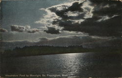 Waushakum Pond by Moonlight Framingham, MA Postcard Postcard Postcard