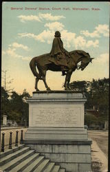 General Devens' Statue, Court Hall Worcester, MA Postcard Postcard Postcard