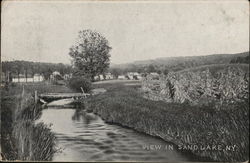 View of Town and River Sand Lake, NY Postcard Postcard Postcard