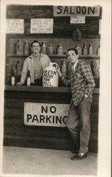 Two Men at Bar w/Moonshine Jug Postcard