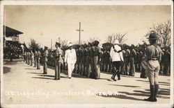 Inspecting Volunteers, Belize, British Honduras Postcard