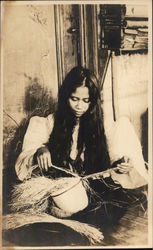 Woman Basketweaving Postcard