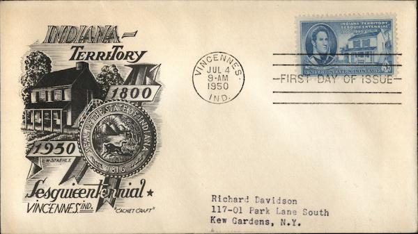 Indiana Territory Sesquicentennial 1800 - 1950 First Day Cover