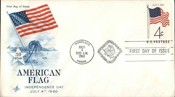 Honoring 50 Star American Flag Independence Day July 4th, 1960 First ...