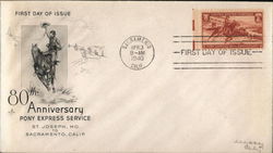 80th Anniversary Pony Express St. Joseph Mo. To Sacramento, Calif. First Day Covers First Day Cover First Day Cover First Day Cover